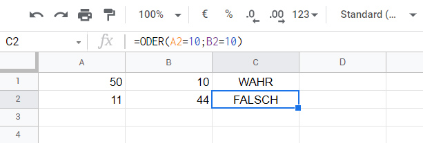 Gemeinsame Verwendung der logischen Funktionen WENN, UND, ODER in Google Tabellen 3