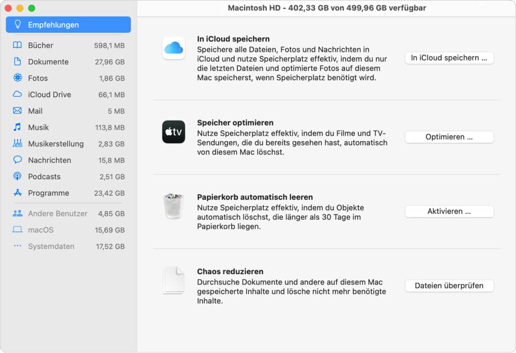 Tipp: Speicherplatz auf Ihrem Mac freigeben 1